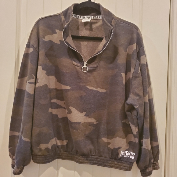 PINK Victoria's Secret Tops - VS Pink Camo Boyfriend Half-Zip Pullover
